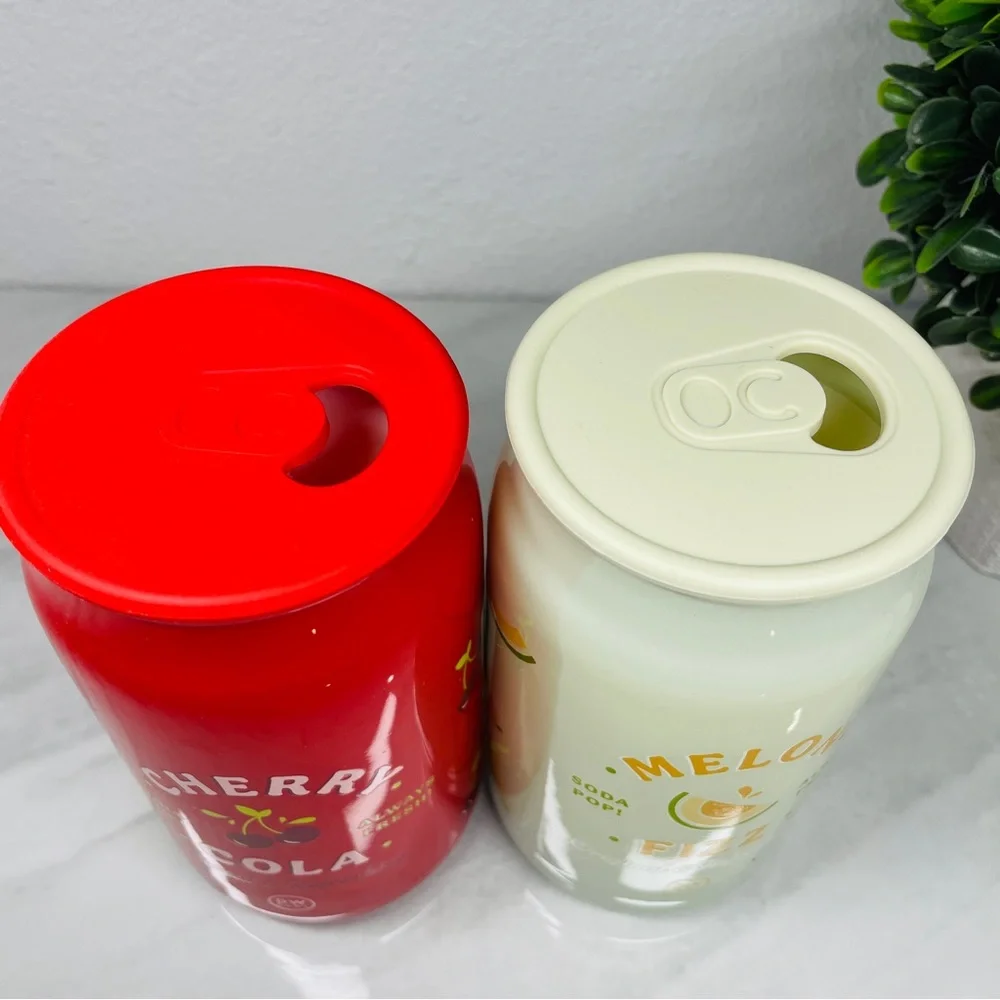 NEW DW Home Soda Pop Scented Candle Set Cherry Cola &‎ Melon Fizz 15oz Can Jars